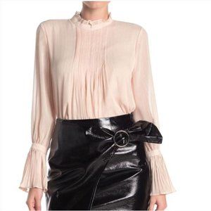 J.O.A. High Neck Flare Sleeve Blouse